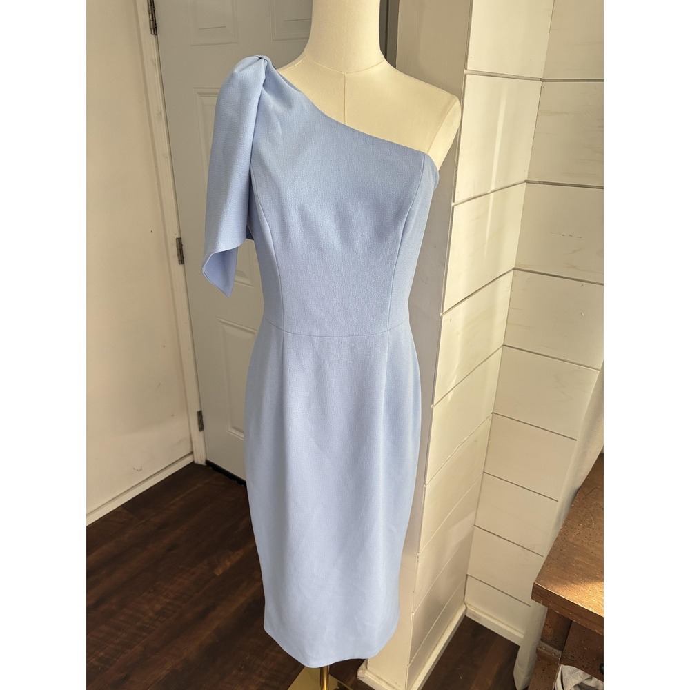 Dress The Population Dress Womens‎ Medium Blue One Shoulder Ruffle Knee Formal